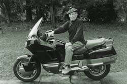 Wallace Litwin on his motorcycle